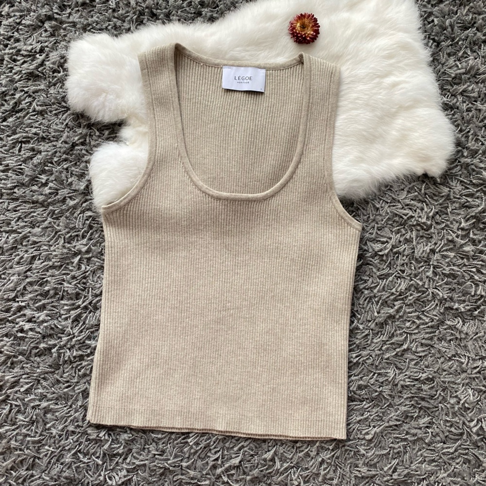 Legoe Heritage Beige Ribbed Tank Top